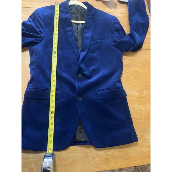 Bar III Velvet Blazer 40L Electric Blue Slim Fit Formal Dinner Jacket NWOT - Picture 8 of 16